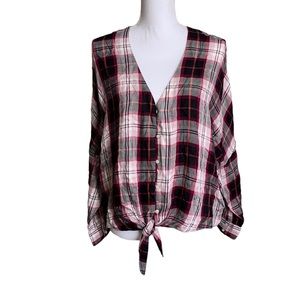 Express Plaid Button Down Blouse Size M